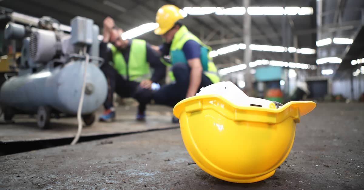 Hardhat lying on the floor after a worker is injured | Hauptman, O'Brien, Wolf & Lathrop