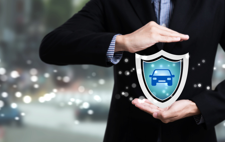 car inside shield car insurance concept art