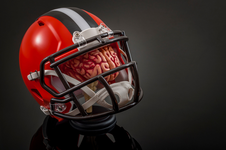 football brain injury illustration brain in helmet