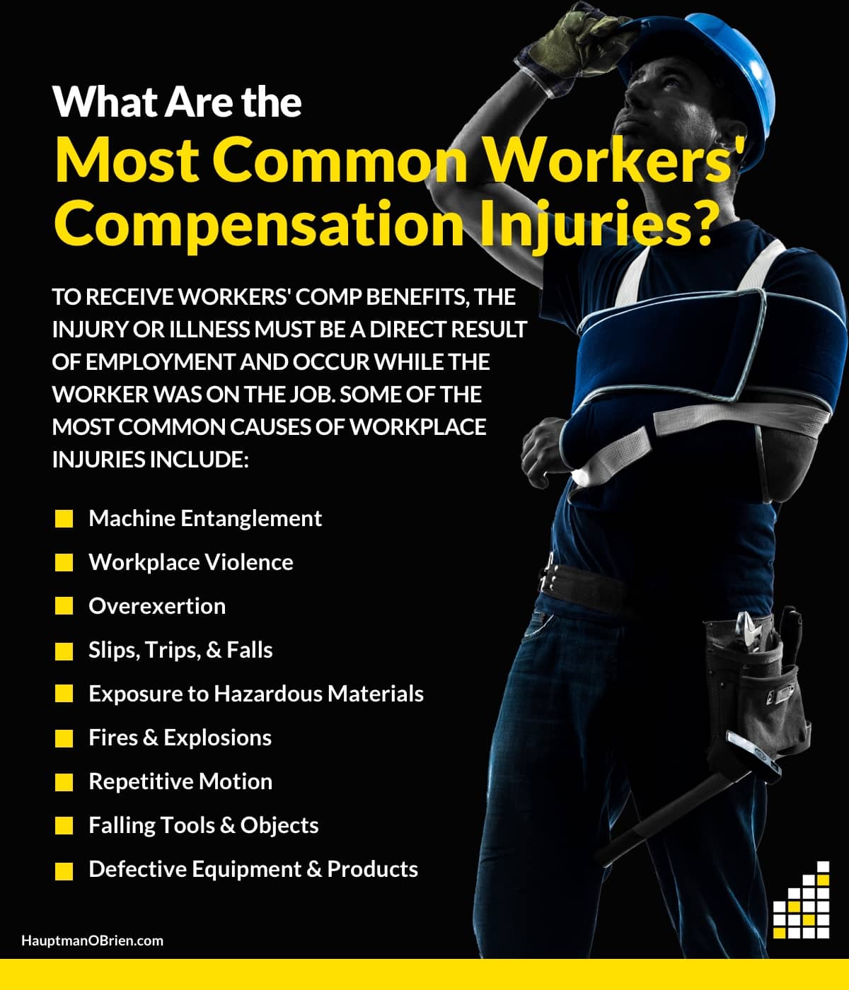 Common Injuries in Workers' Compensation Claims | Hauptman, O'Brien, Wolf and Lathrop