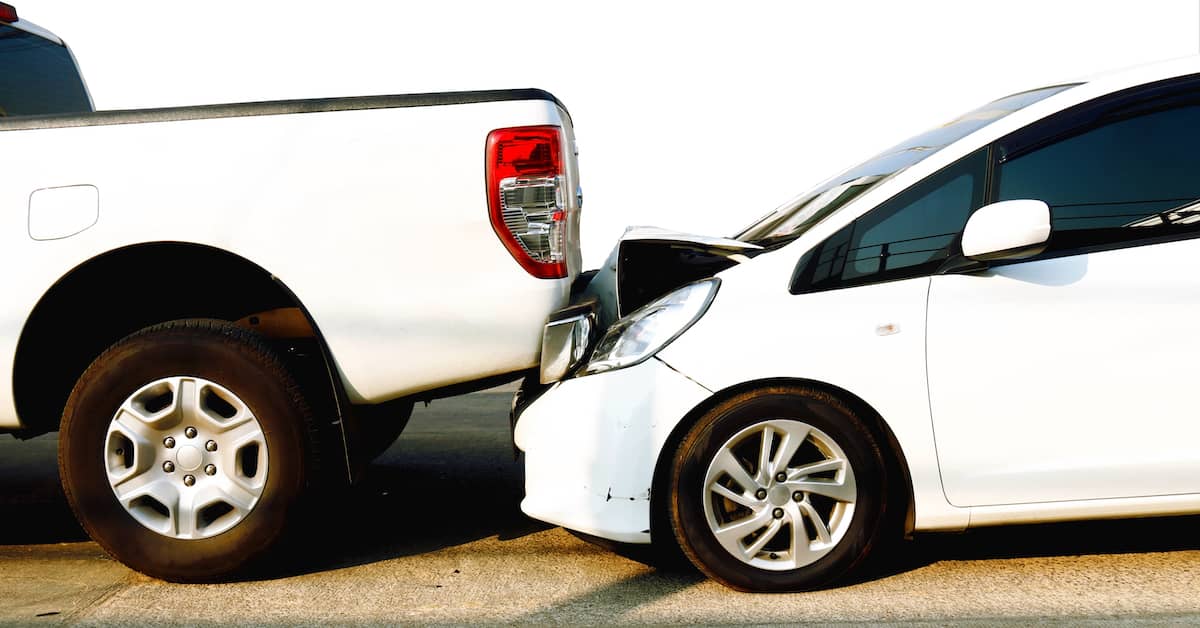 pickup truck rear-ended by a sedan