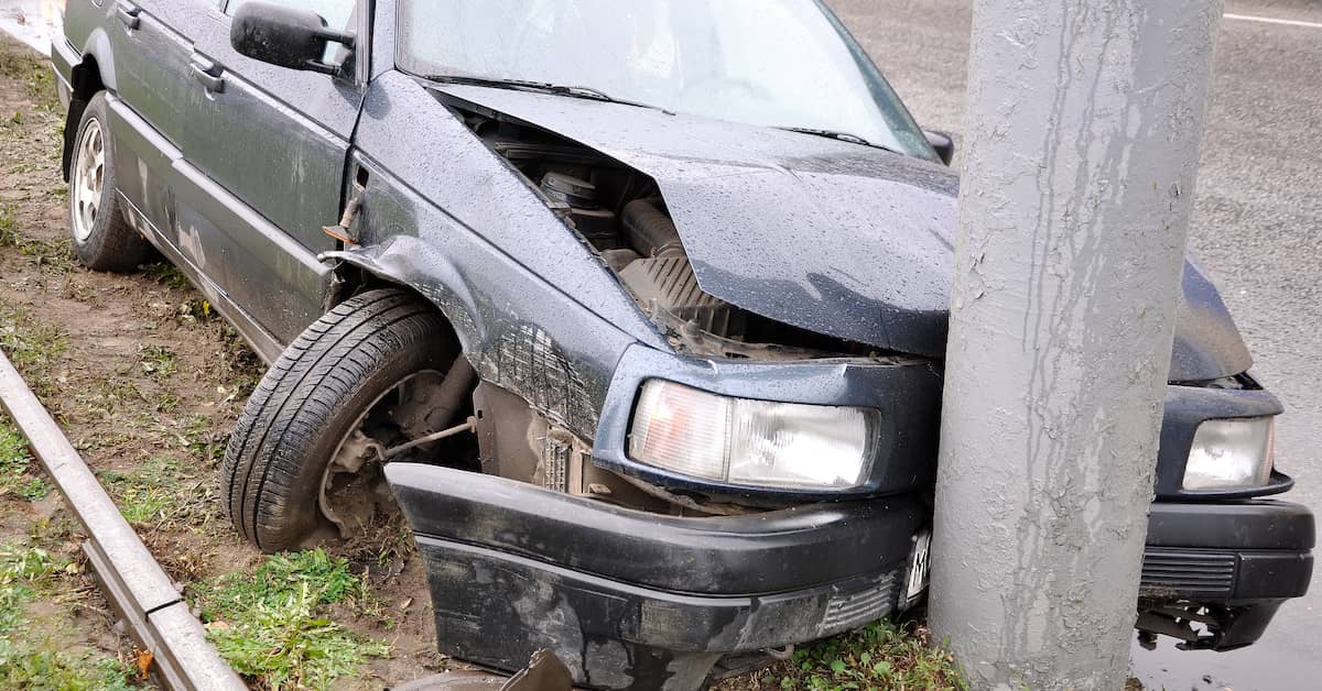 car crashed into telephone pole in single-vehicle accident