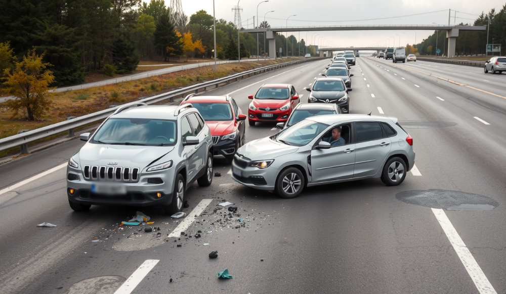 Multi-vehicle car accident.