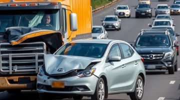Motor vehicle accident between car and truck.