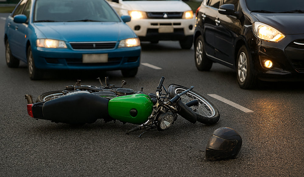 No-contact motorcycle crash.