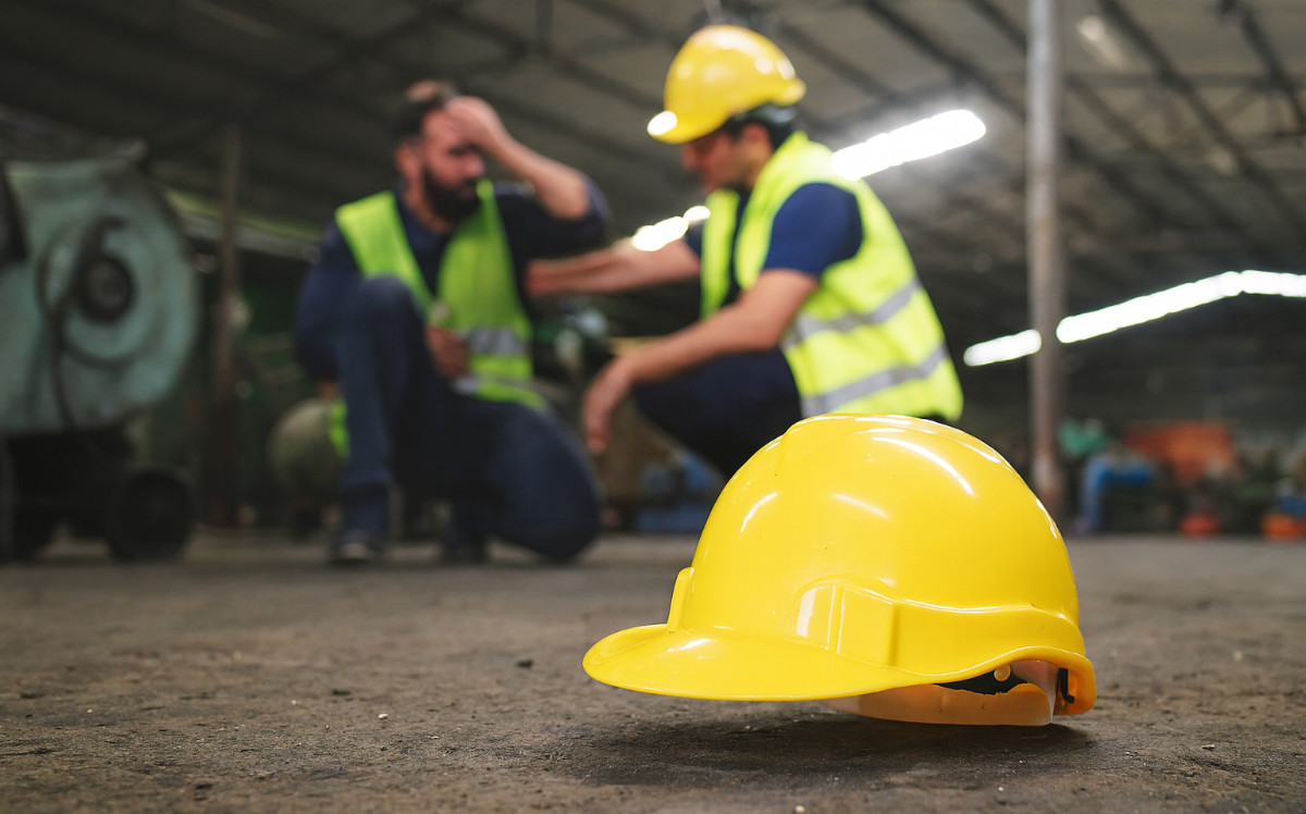 Construction worker injured on the worksite.