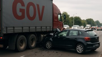 Car accident involving a government truck.