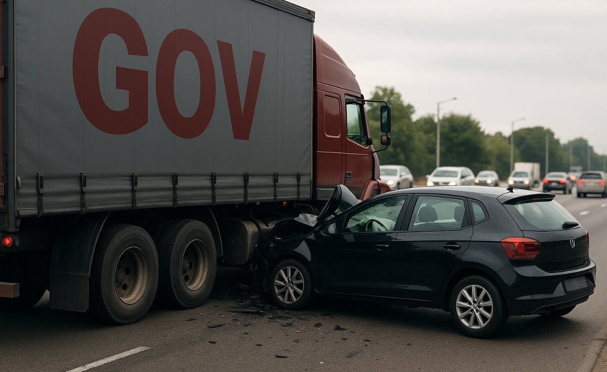 Car accident involving a government truck.