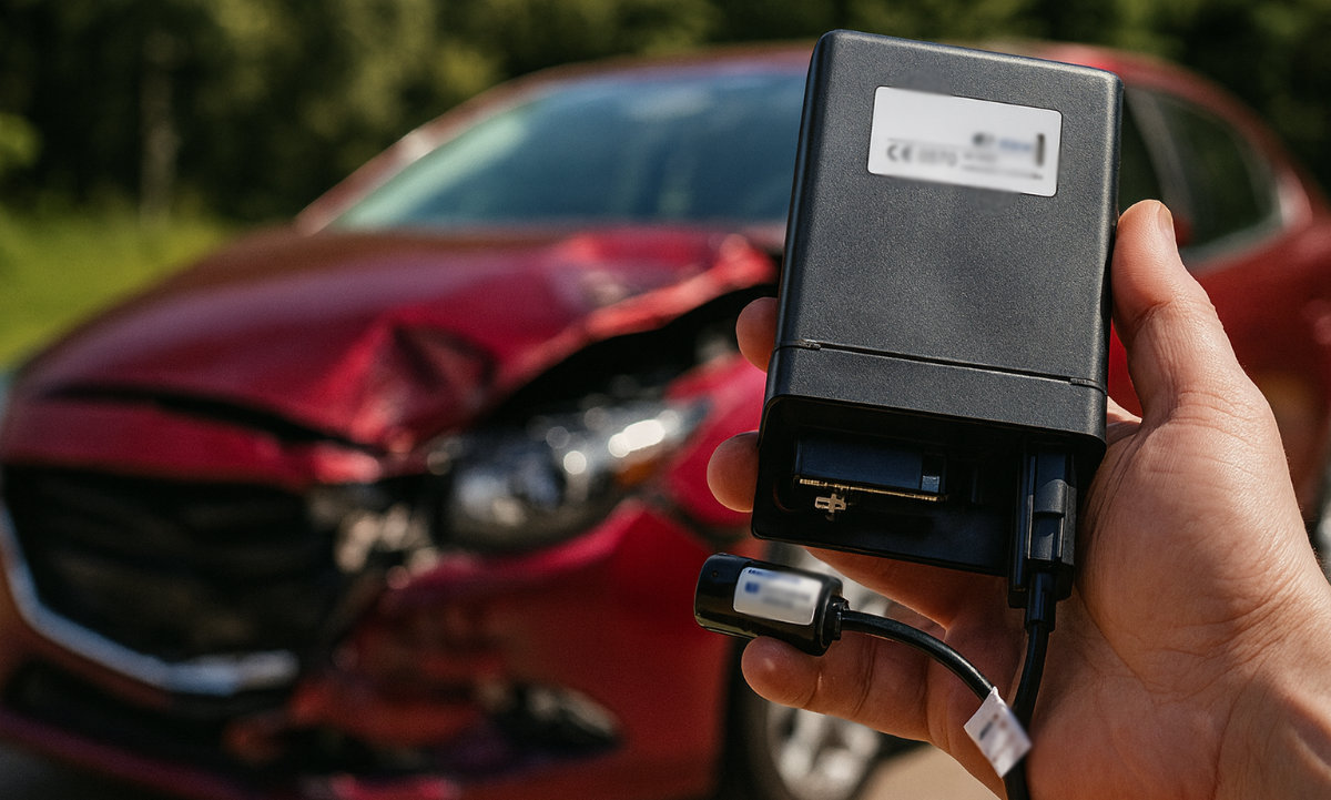 A car's EDR device after the crash.