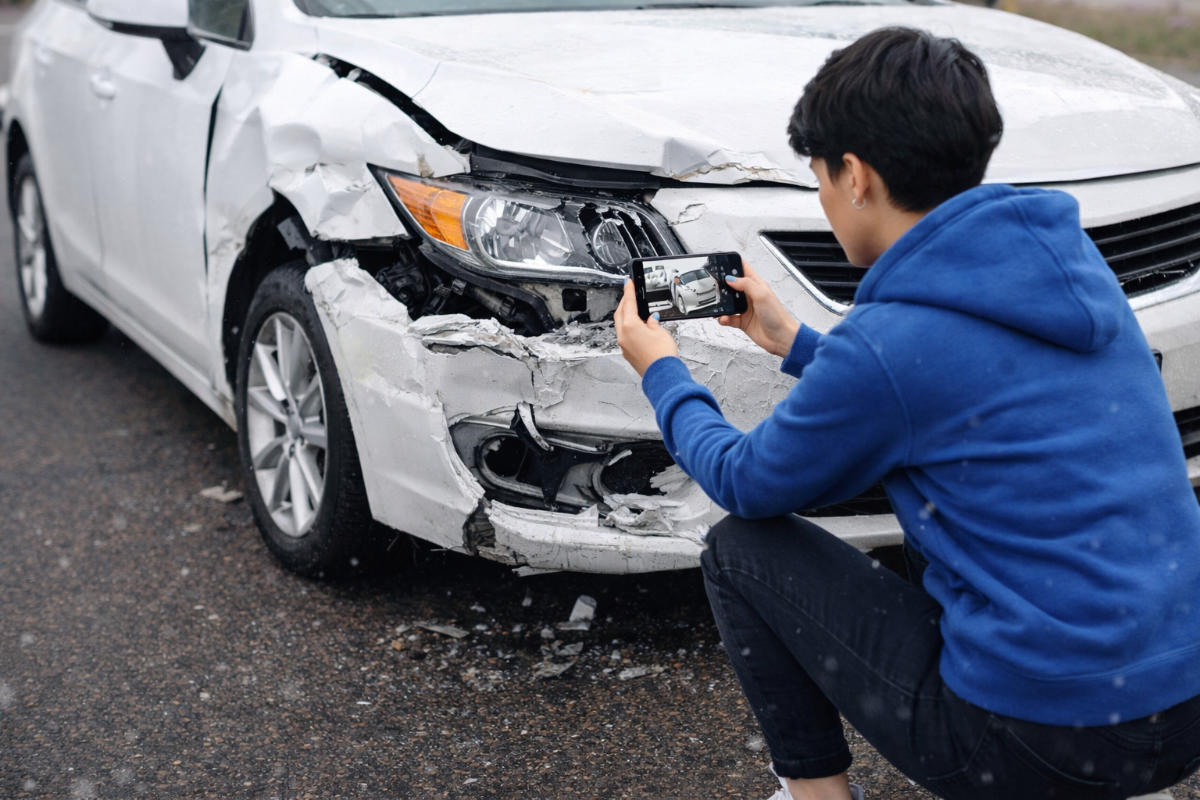 Documenting evidence after accident.