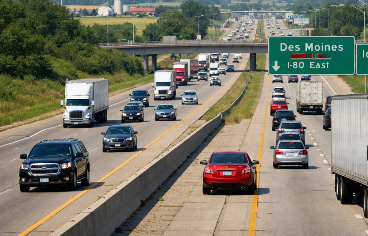 Iowa busy road.