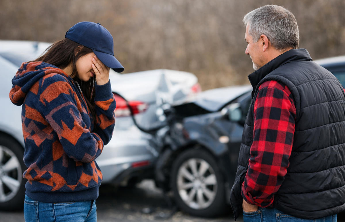 Admitting fault after crash.