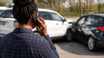 Woman reporting a car accident.